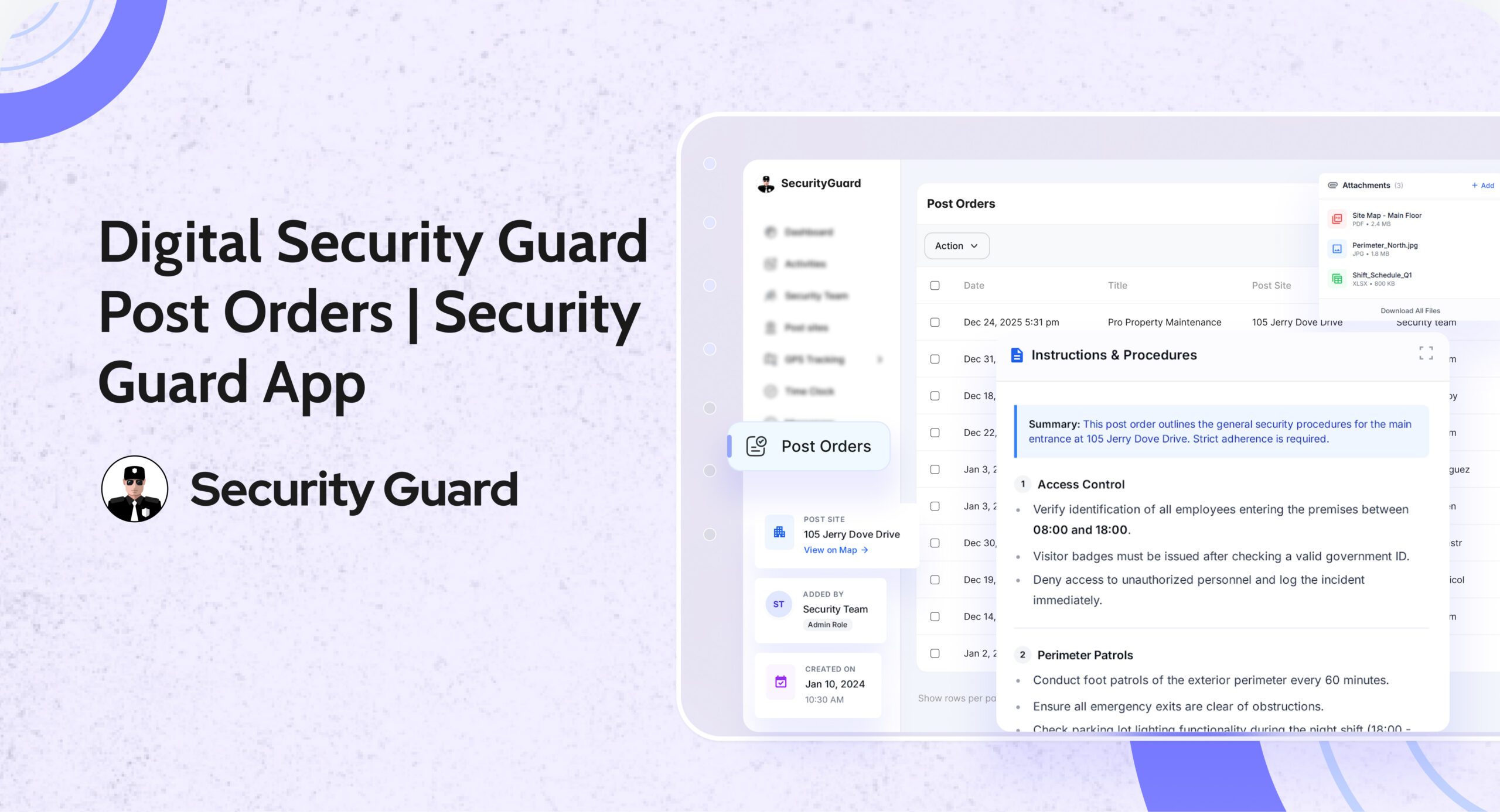 Security Guard Post Orders: Clear Site Instructions