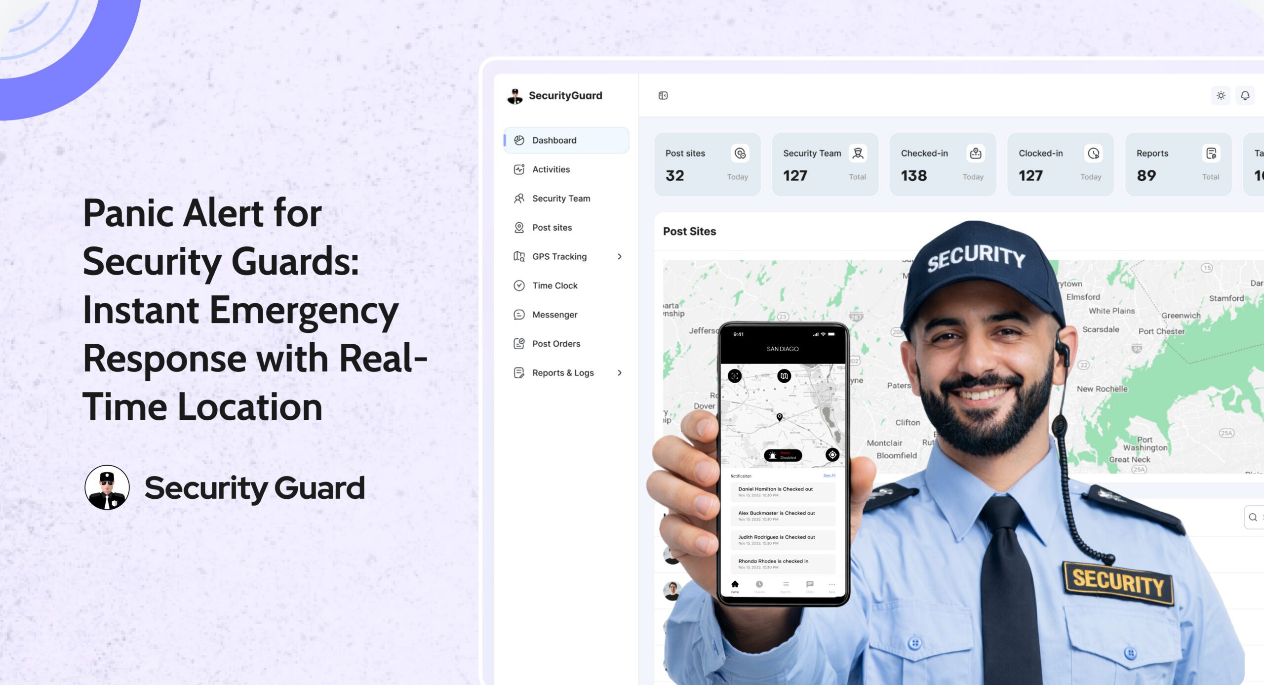 Panic Alert for Security Guards with Real-Time GPS